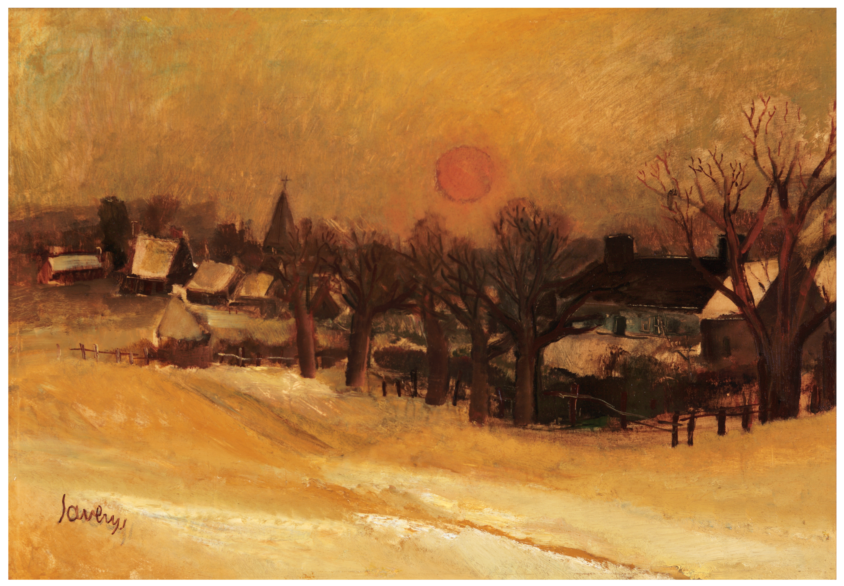 Sunset in winter in Flanders